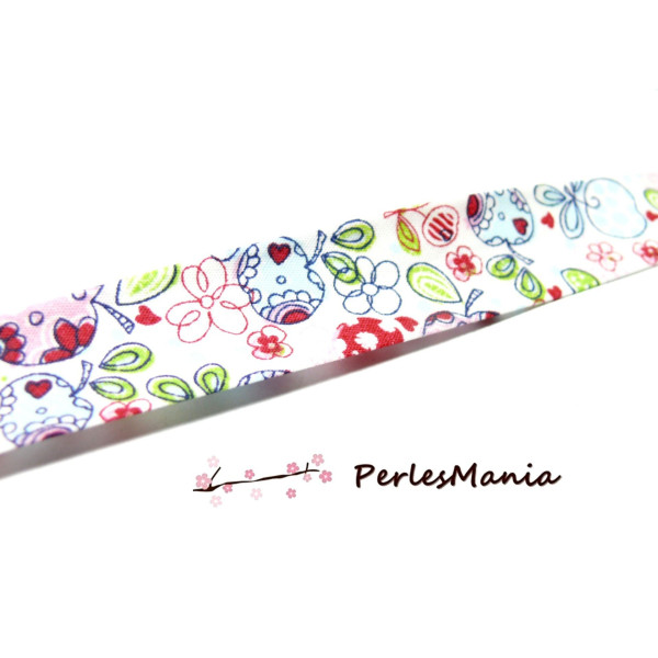Lot de 1 mètre ou 2 mètres  Ruban Biais Liberty 18mm FRUIT 7360 couleur 246 – Coton DIY