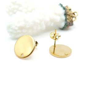 Boucles d’oreille Clous Puces 13 mm – Acier Inoxydable 304 – Finition Doré à l’or fin 24K – Avec Embouts