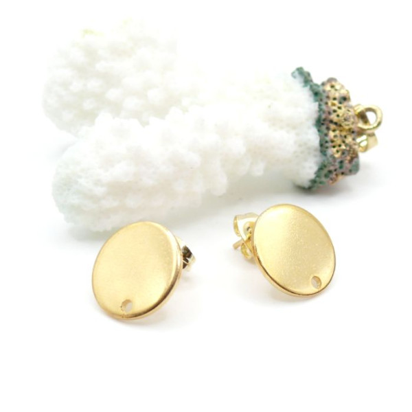 Boucles d’oreille Clous Puces 13 mm – Acier Inoxydable 304 – Finition Doré à l’or fin 24K – Avec Embouts