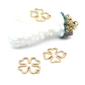 Pendentifs Trèfle 16 mm – Acier Inoxydable 304 Doré à l’Or Fin 18K, PVD