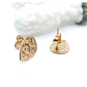 Boucles d'oreilles Puce Goutte Martelée 12mm avec trou et embouts – Acier Inoxydable 304 Doré
