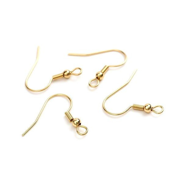 Crochets Boucles d'Oreille 20mm – Acier Inoxydable 304 Doré à l'Or Fin 24K