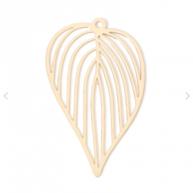 Estampes Pendentifs Feuille Exotique Ajourées 42mm – Laiton Doré