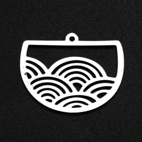 Pendentifs Demi Cercle Zen 24mm – Acier Inoxydable Argenté Rhodié