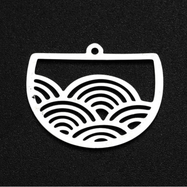 Pendentifs Demi Cercle Zen 24mm – Acier Inoxydable Argenté Rhodié