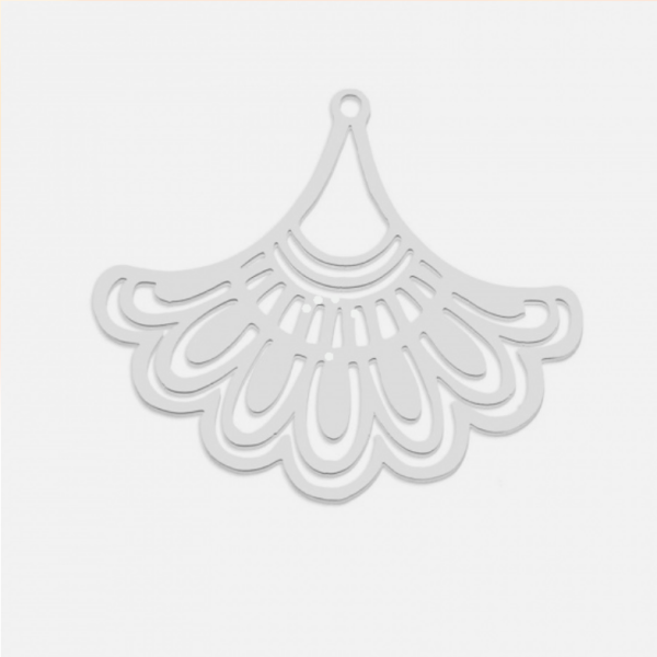 Pendentif Connecteur Éventail 36mm – Acier Inoxydable Argenté