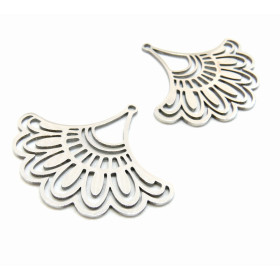 Pendentif Connecteur Éventail 36mm – Acier Inoxydable Argenté