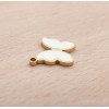 Pendentif Papillon Émaillé Blanc 12mm – Acier Inoxydable 316L Doré 18K