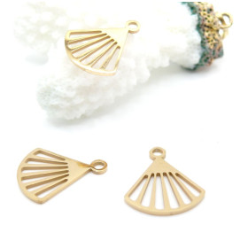 Pendentifs Éventail 17 mm – Acier Inox 304 – Doré à l’Or fin 18K