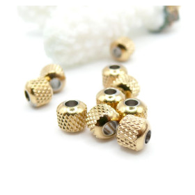 Perles Intercalaires Striées 6 mm – Acier Inox 304 – Doré