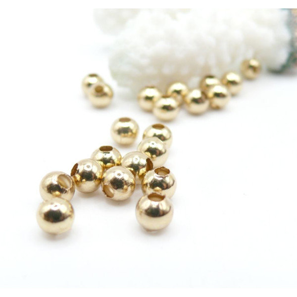 Perles Intercalaires Rondes 5mm, Trou 2mm – Acier Inoxydable 304 Doré à l’or fin 24K