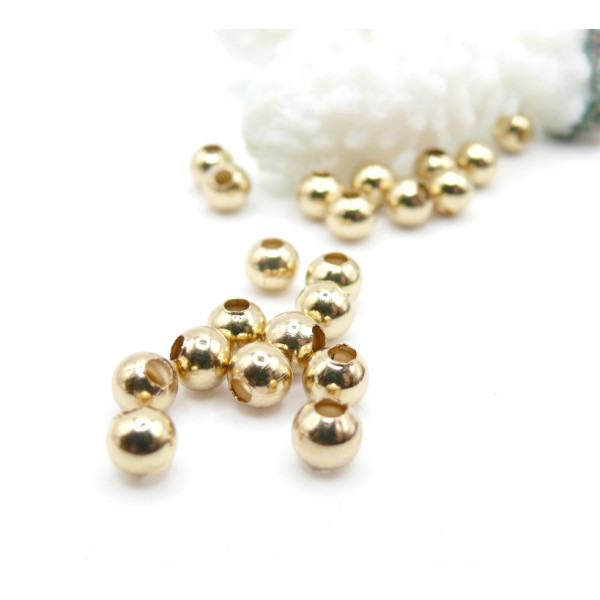 Perles Intercalaires Rondes 5mm, Trou 2mm – Acier Inoxydable 304 Doré à l’or fin 24K