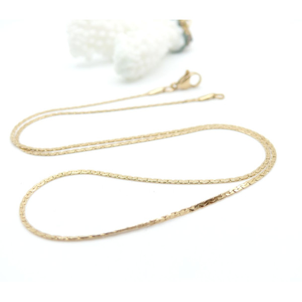 Collier 45 cm Maille Haricot 1.2 mm – Acier Inox 304 – Doré