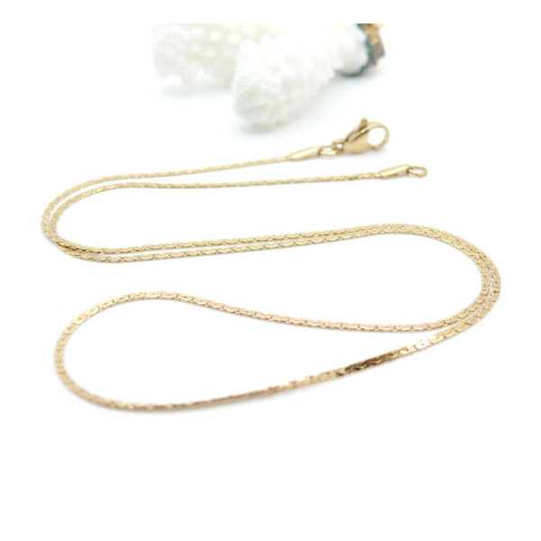Collier 45 cm Maille Haricot 1.2 mm – Acier Inox 304 – Doré