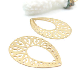 Pendentifs Estampes Gouttes 36 mm – Acier Inox 304 – Doré, placage IONIQUE (IP)