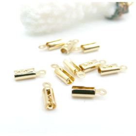 Embouts cordon, Fermoirs à plier, à sertir 10x3x2.5mm – Acier Inoxydable 304 Doré à l'or fin 18K, IONIQUE