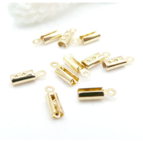 Embouts cordon, Fermoirs à plier, à sertir 10x3x2.5mm – Acier Inoxydable 304 Doré à l'or fin 18K, IONIQUE