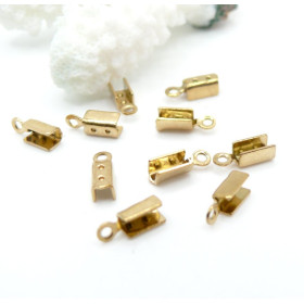Embouts cordon, Fermoirs à plier, à sertir 10x3.5x1.4mm – Acier Inoxydable 304 Doré à l'or fin 18K, IONIQUE