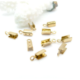 Embouts cordon, Fermoirs à plier, à sertir 10x3.5x1.4mm – Acier Inoxydable 304 Doré à l'or fin 18K, IONIQUE