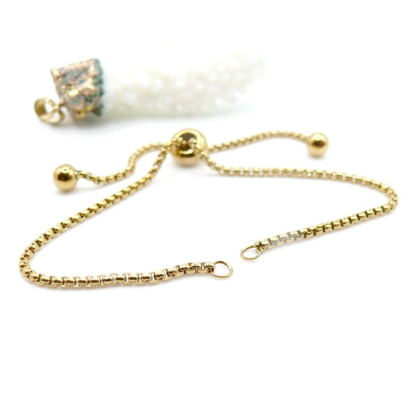 H11P36003G – Lot de 1 Bracelet Réglable Intercalaire 22cm Acier Inoxydable 304 Maille Paloma Doré 18K IONIQUE