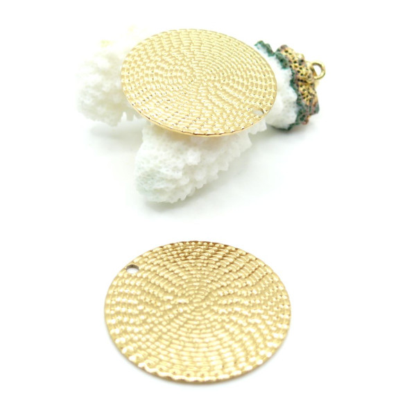 Pendentif  Cercle Texturé 29.5 mm – Acier Inoxydable 304 Doré à l’Or Fin 18K, IONIQUE