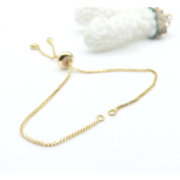Bracelet Coulissant Réglable 12 cm – Laiton – Doré à l’Or fin 18K