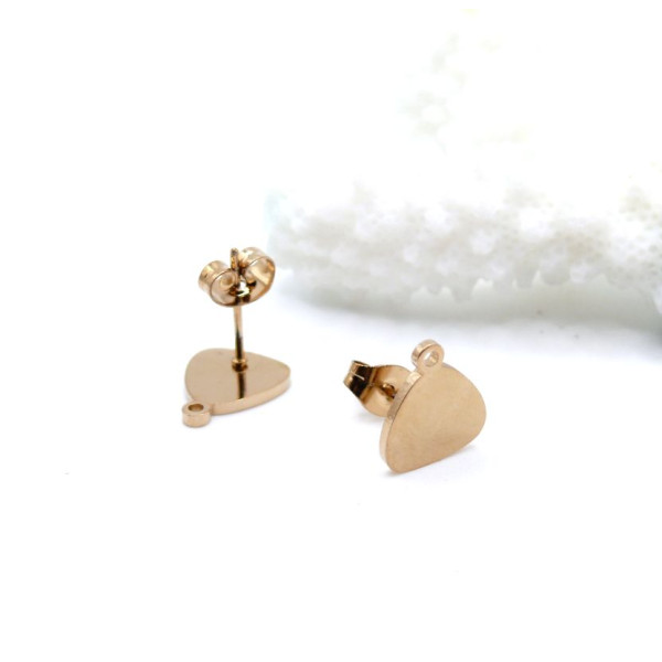Boucles d’Oreilles Puce Triangle avec Anneau d’Attache 11 mm – Acier Inoxydable 304 Doré, IONIQUE