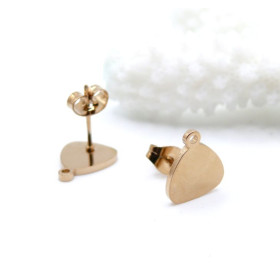 Boucles d’Oreilles Puce Triangle avec Anneau d’Attache 11 mm – Acier Inoxydable 304 Doré, IONIQUE