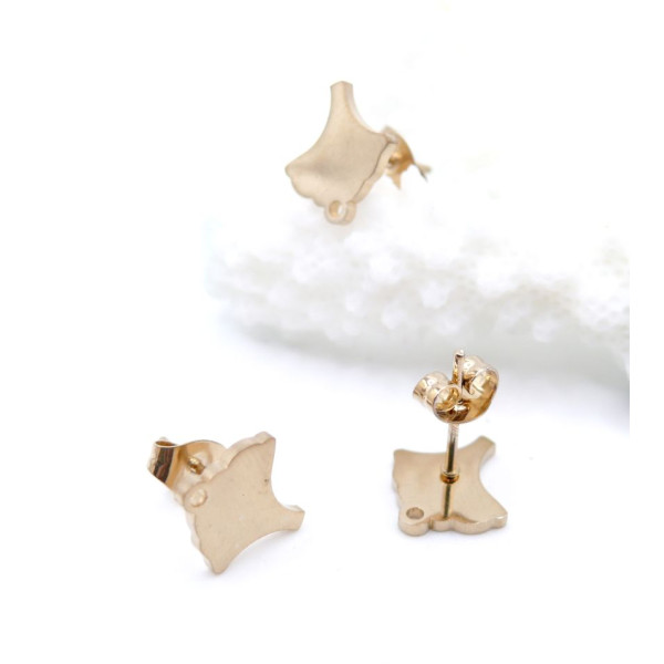 Boucles d’Oreilles Puce Eventail avec Anneau d’Attache 11.5 mm – Acier Inoxydable 304 Doré, IONIQUE