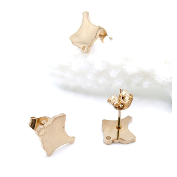 Boucles d’Oreilles Puce Eventail avec Anneau d’Attache 11.5 mm – Acier Inoxydable 304 Doré, IONIQUE