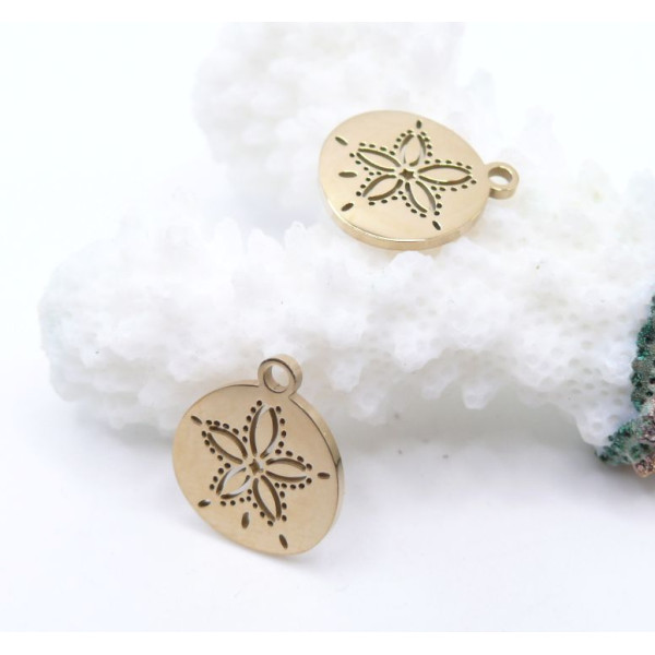 Pendentif Coquillage Dollar 13.5 mm – Acier Inoxydable – Doré