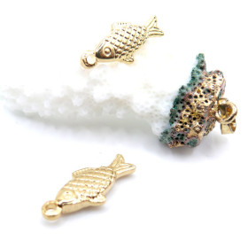 Pendentif Poisson 3D 20.5 mm – Acier Inox 304 – Doré à l’or fin 18K, placage IONIQUE (IP)