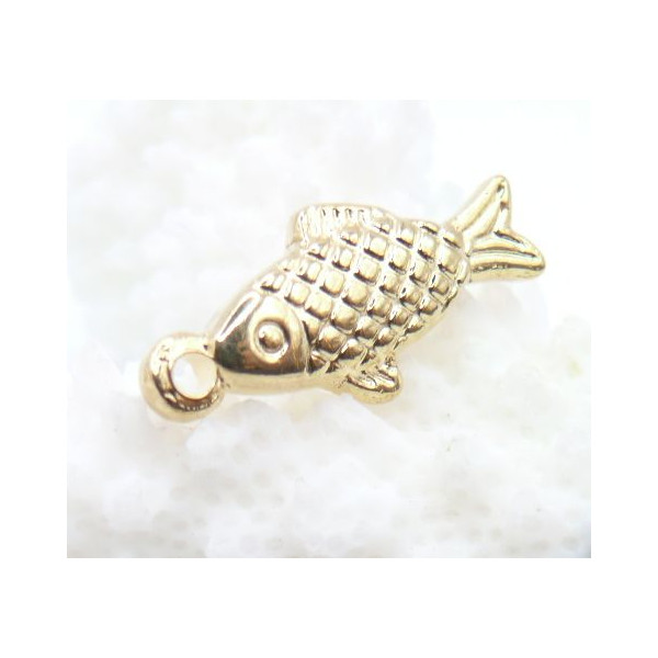 Pendentif Poisson 3D 20.5 mm – Acier Inox 304 – Doré à l’or fin 18K, placage IONIQUE (IP)