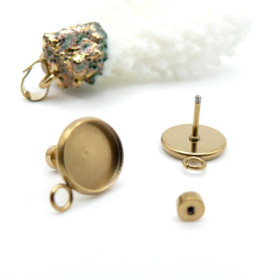 Supports de Boucle d’oreille Puce avec anneau d'attache 14mm – Acier Inoxydable 304 Doré IONIQUE