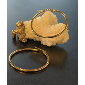 Créoles Rondes 60 x 2 mm – Acier Inoxydable 304 Doré à l’Or Fin 18K, Placage IONIQUE