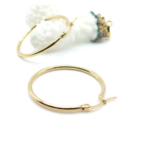 Créoles Rondes 60 x 2 mm – Acier Inoxydable 304 Doré à l’Or Fin 18K, Placage IONIQUE