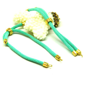 H11M025-148 – Lot de 1 ou 2 Supports Bracelet Intercalaire Cordon Nylon Ajustable avec Accroche – Laiton Bleu Vert Lagon