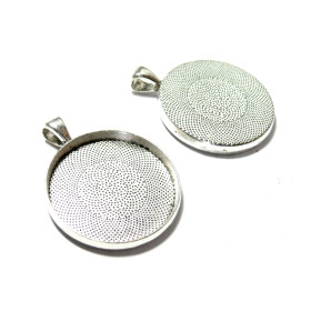 Supports de pendentif rond 25mm – Métal Argent Antique Qualité Extra