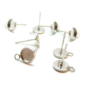 Supports de Boucle d’oreille Puce avec anneau d' attache 6mm – Acier Inoxydable 304 Argenté
