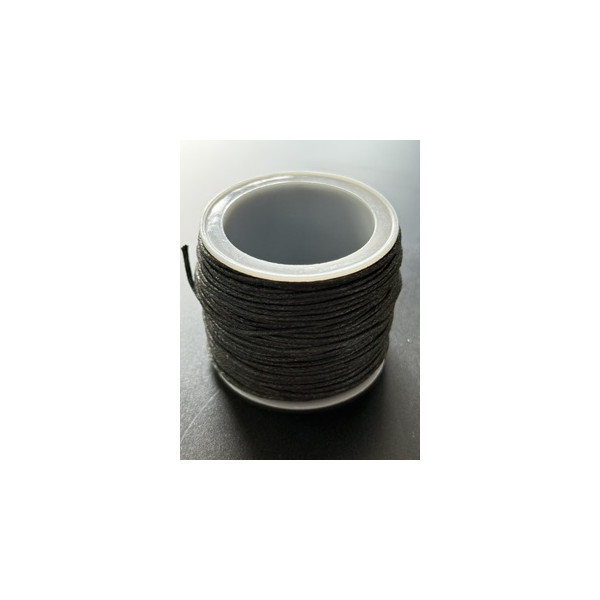 Bobine d'environ 20 mètres de fil coton ciré 1mm NOIR
