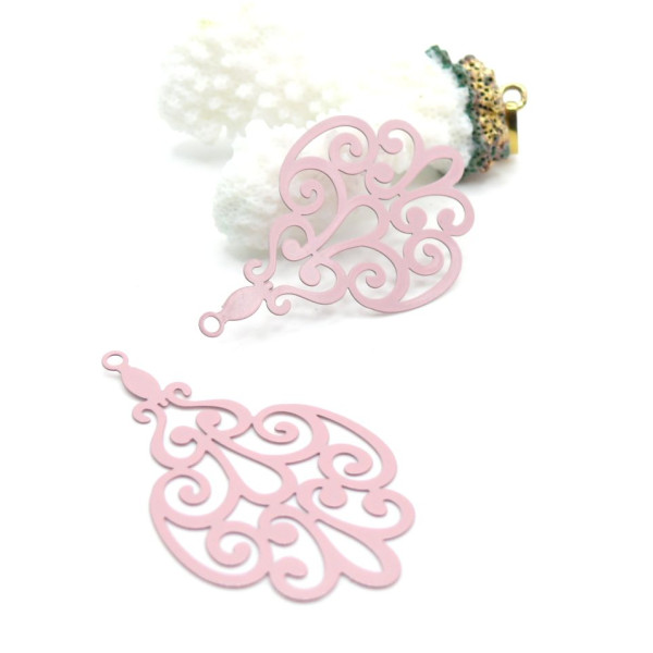 Estampes Pendentifs Arabesque 45mm – Métal Finition ROSE