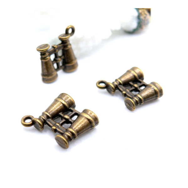 Pendentifs Breloques Jumelles 3D 15mm – Métal Couleur Bronze