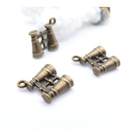 Pendentifs Breloques Jumelles 3D 15mm – Métal Couleur Bronze