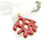Pendentif Corail Rouge 26 mm en Résine Émaillée – Acier Inox 304 – Doré à l’Or fin 18K, placage IONIQUE (IP)