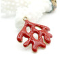 Pendentif Corail Rouge 26 mm en Résine Émaillée – Acier Inox 304 – Doré à l’Or fin 18K, placage IONIQUE (IP)