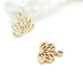 Pendentifs Mini Fleur de Lotus Yoga 7.5x9.5mm – Acier Inoxydable 304 Doré 18K, IONIQUE