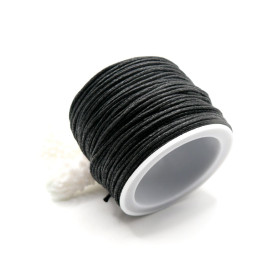 Bobine d'environ 20 mètres de fil coton ciré 1mm NOIR