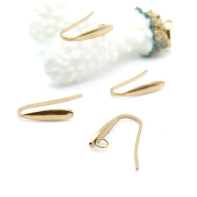 Crochets d'Oreille 19mm avec anneau d'accroche – Acier Inoxydable 304, Doré à l'Or Fin 18K IONIQUE