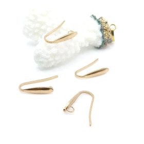 Crochets d'Oreille 19mm avec anneau d'accroche – Acier Inoxydable 304, Doré à l'Or Fin 18K IONIQUE