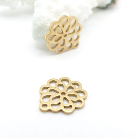 Pendentifs Fleurs 13 mm – Acier Inox 304 – Doré à l’Or fin 18K, placage IONIQUE (IP)